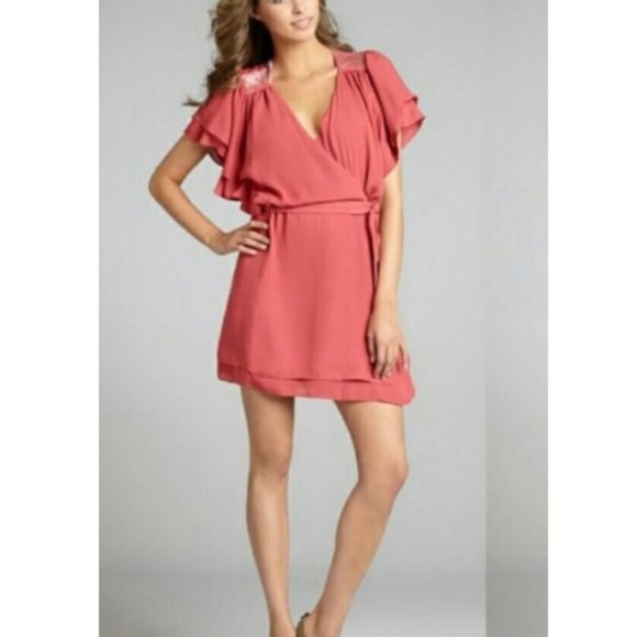 NWOT. Erin Chiffon Wrap Dress - Picture 4 of 5